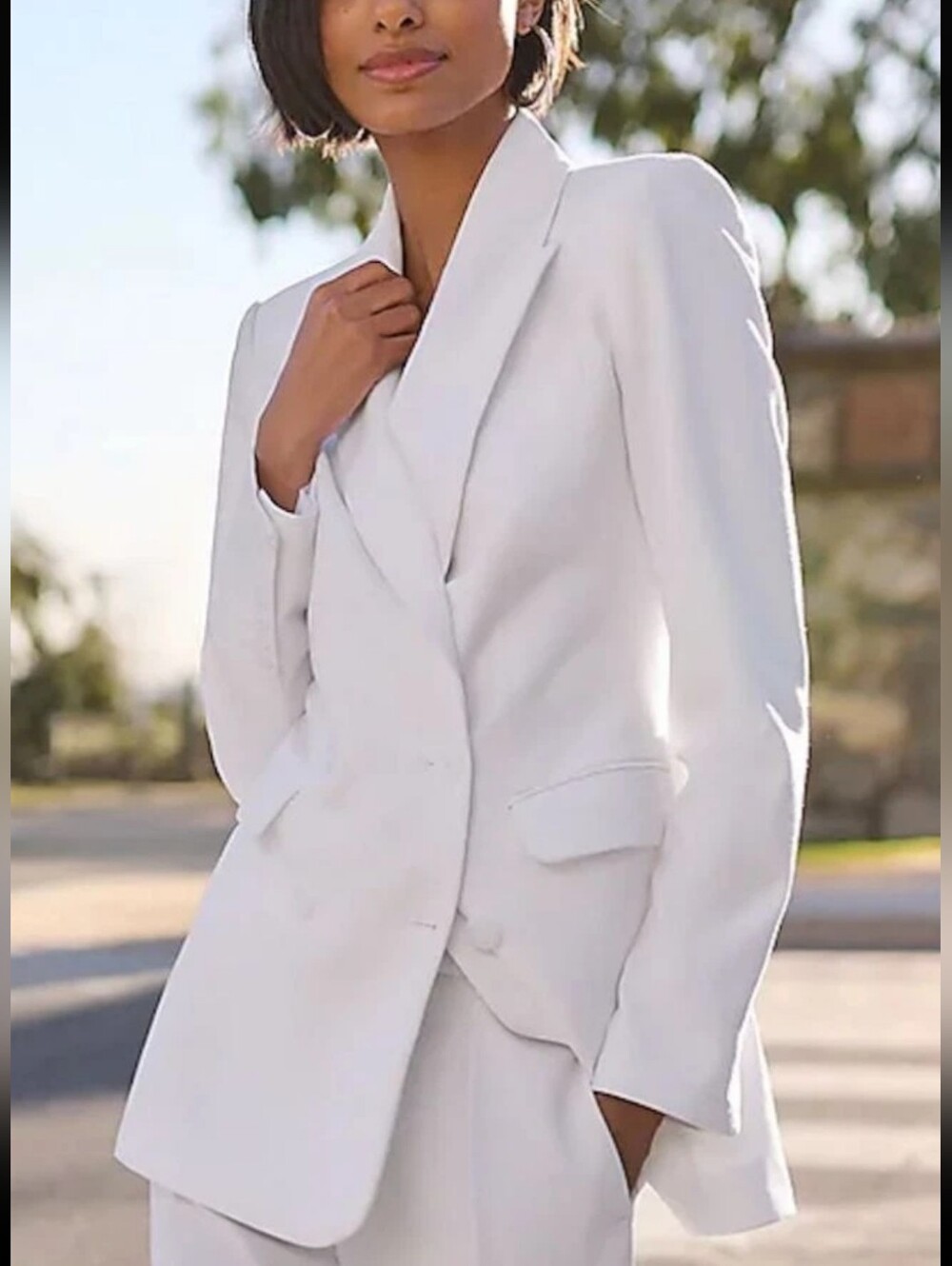 Express White Double Breasted Hourglass Blazer & Pantsuit-Retail $250-NWT-banana - Picture 3 of 11